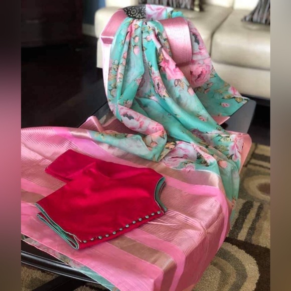 New Organza sari without Blouse - Picture 1 of 1